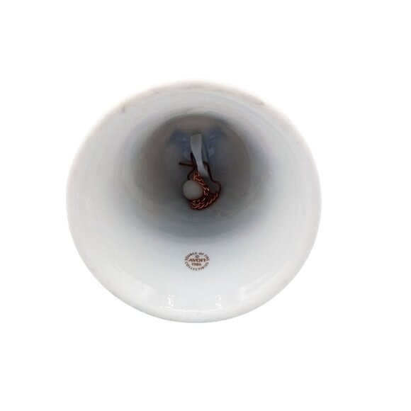 Porcelain Bell Avon Christmas 1986 Wreath Handle Vintage 5 Inch Holiday Scene - Picture 11 of 15